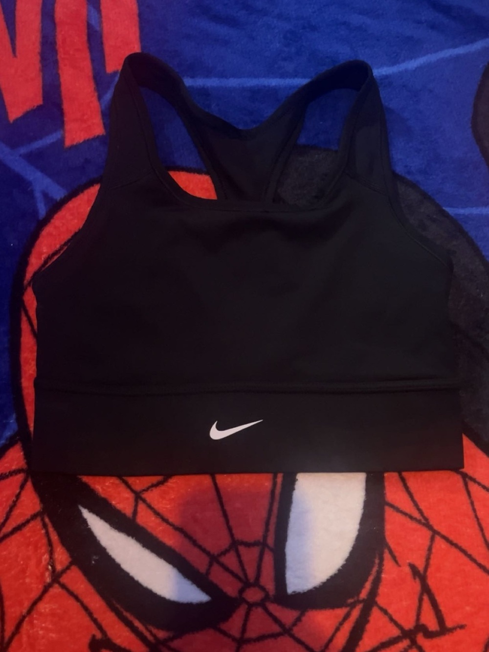 Nike Black Racerback Swim Bikini Top with White Swoosh
